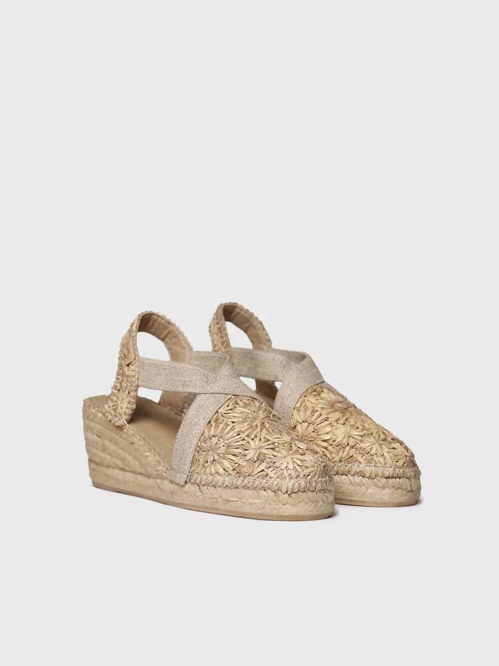 NEW TONI PONS women's terra floral raffia wedge espadrille in tan